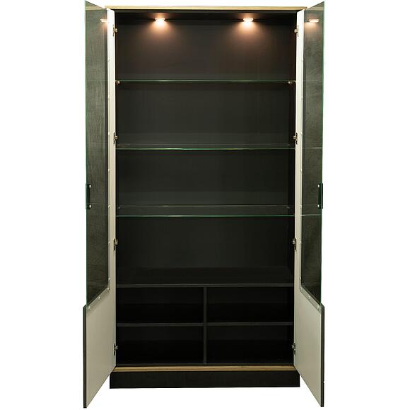 Шкаф «Лайн» П6.619.0.10 (П619.10), Материал: МДФ+ПВХ, Цвет: Камень серый/Дуб вотан/Чёрный