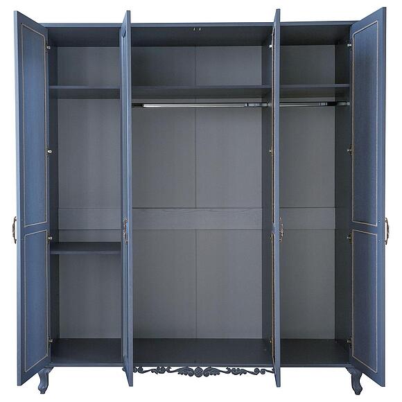 ტანსაცმლის კარადა 4დ «ფლორენტინა» ბმ2.851.1.27-01(2678-01), ადგილი: მდფ,მუხის შპონით, ფერი: ცისფერი გიშერი