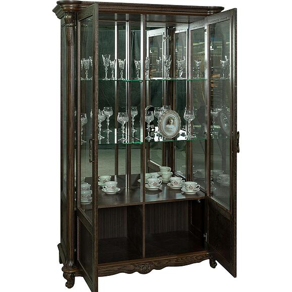 Шкаф с витриной «Алези» П1.350.0.19 (П350.19), Материал: Массив (дуб), Цвет: Табак