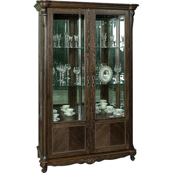 Шкаф с витриной «Алези» П1.350.0.19 (П350.19), Материал: Массив (дуб), Цвет: Табак