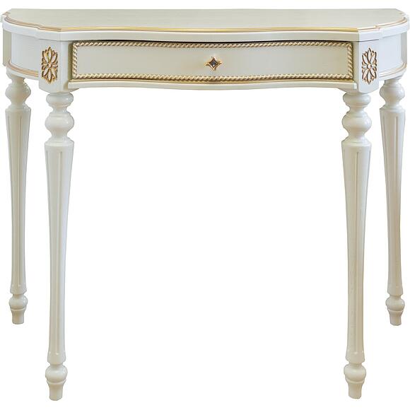 Стол-консоль П613.09, Материал: Массив (дуб), Цвет: Слоновая кость с золочением