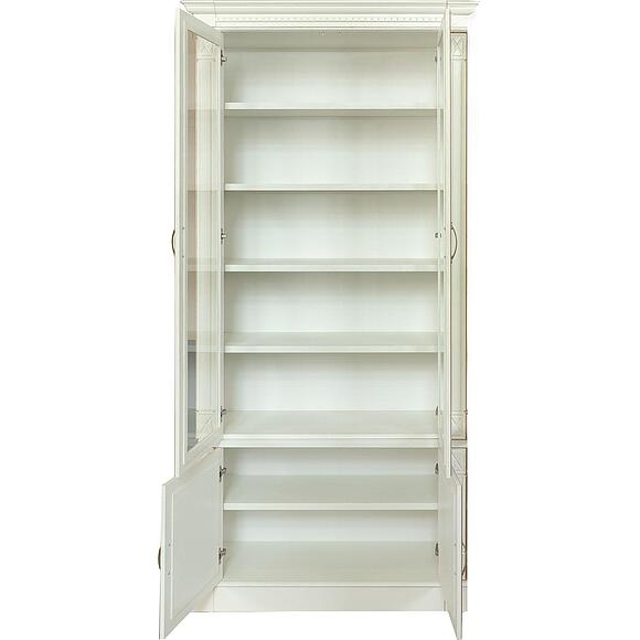 ბიბლიოთეკის ავეჯის ნაკრები «ვერდი ლუქსი 3» პ3.487.2.03 (პ523.ნ3), ადგილი: მასიური მუხა, ფერი: სპილოს ძვლის ფერი ოქროსფერი ორნამენტებით