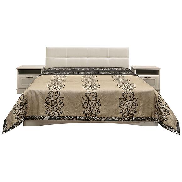 Кровать двойная с мягким изголовьем «Турин», Материал: ЛДСП+МДФ, Цвет: Сосна карелия, Спальное место: 2000х1600 мм, Размер: 2211х1678х898 мм