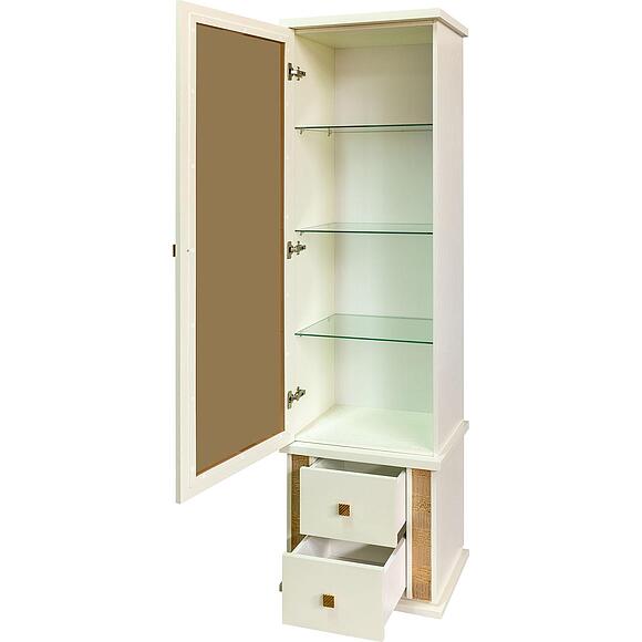 კარადა ვიტრინით «ტუნისი» პ6.343.0.21-01 (343.21შ), ადგილი: დსპ+შპონი, ფერი: სპილოს ძვლის ფერი ოქროსფერი ორნამენტებით