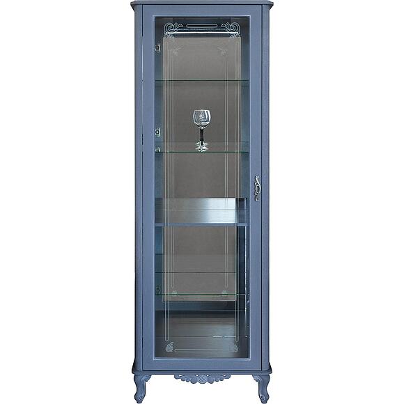 კარადა ვიტრინით «ფლორენტინა» ბმ2.851.0.05-01(2680-01), ადგილი: მდფ,მუხის შპონით, ფერი: ცისფერი გიშერი