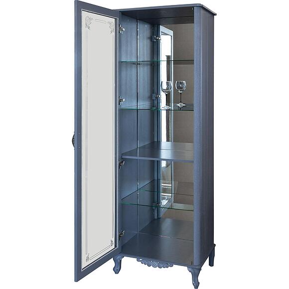 კარადა ვიტრინით «ფლორენტინა» ბმ2.851.0.05-01(2680-01), ადგილი: მდფ,მუხის შპონით, ფერი: ცისფერი გიშერი