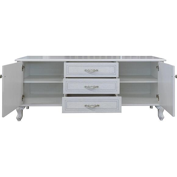 ტელე-მაგიდა «ფლორენტინა» ბმ2.851.0.33, ადგილი: მდფ,მუხის შპონით, ფერი: თეთრი გიშერი