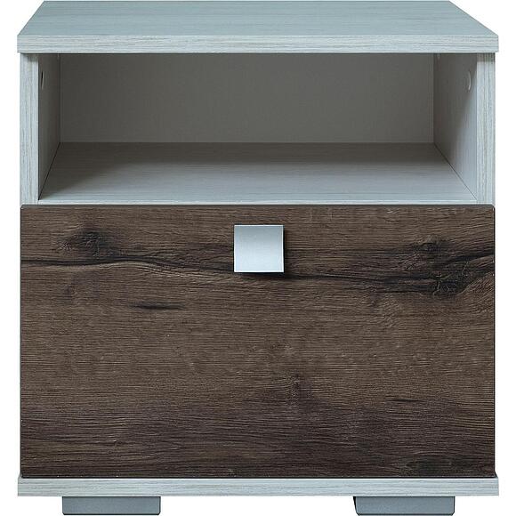 Тумба прикроватная  «Сорренто» П6.949.1.04, Материал: ЛДСП, Цвет: Дуб Бордо лайт + Дуб Монастырский	 (8C3A1962.jpg) Тумба прикроватная  «Сорренто» П6.949.1.04, Материал: ЛДСП, Цвет: Дуб Бордо лайт + Дуб Монастырский