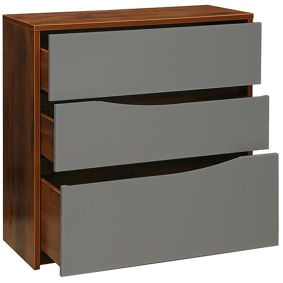 კომოდი «მონაკო» პ6.528.1.10 (П528.10), ადგილი: მდფ+პვხ, ფერი: მუხის სატერი+რუხი მოკკო