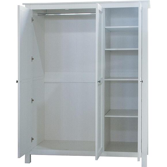 ტანსაცმლის კარადა «ნორტონი» ბმ2.768.1.03, ადგილი: მასიური ფიჭვის ხე, ფერი: თეთრი ცვილი