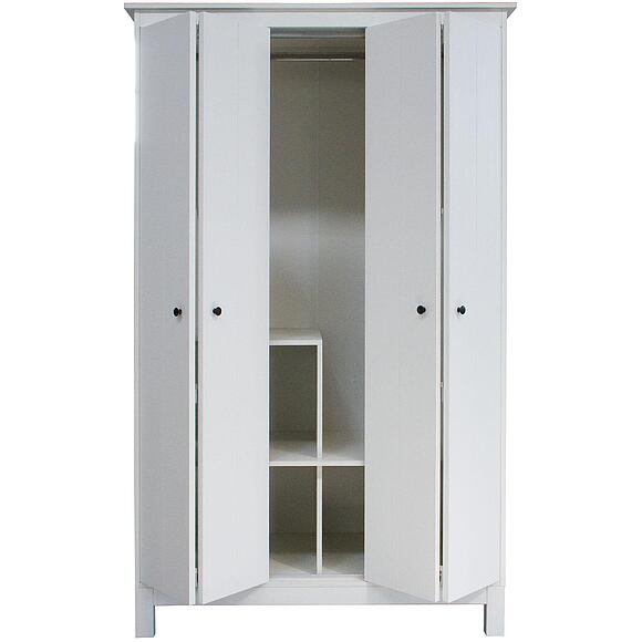 ტანსაცმლის კარადა 4დ «ნორტონი» ბმ2.768.1.27, ადგილი: მასიური ფიჭვის ხე, ფერი: თეთრი ცვილი