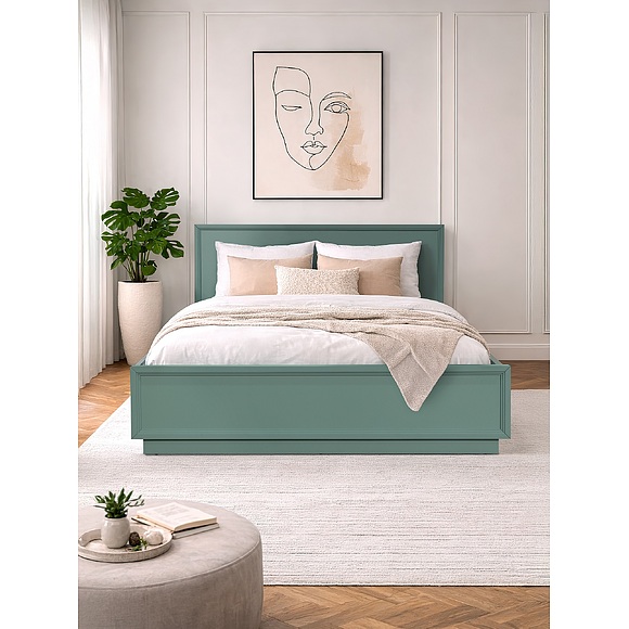 Кровать двойная «Флора», Материал: ЛДСП, Цвет: Зелёный самшит, Спальное место: 2000х1600 мм, Размер: 2076×1764×970