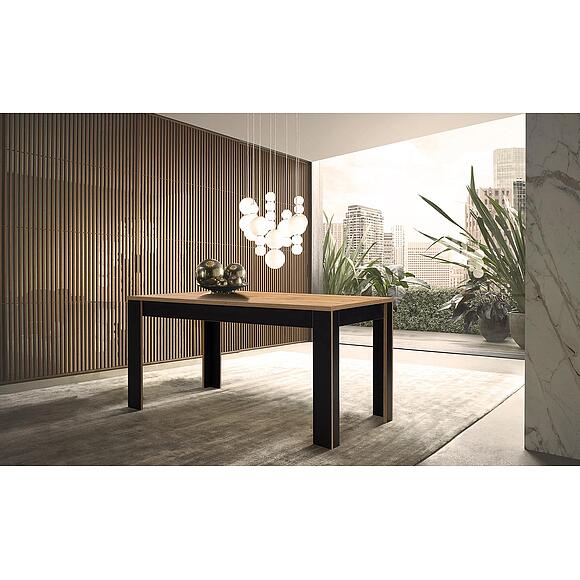 სასადილო მაგიდა «ბლექვუდ ლოფტი» პ3.0556.4.12, ადგილი: ლდსპ, ფერი: მუხის ვოტანი + შავი