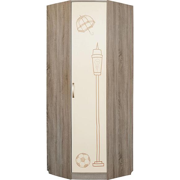 Шкаф для одежды угловой «Бритиш Бум» П3.0551.1.09, Материал: ЛДСП, Цвет: Дуб трюфельный + крем