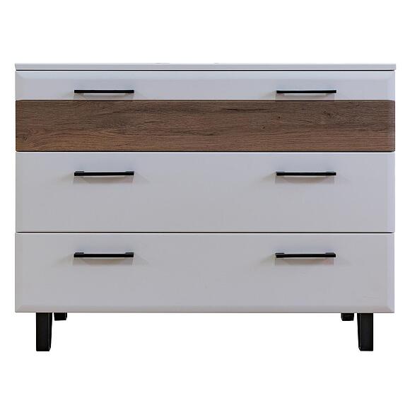 კომოდი «არისტა» პ3.593.1.26, ადგილი: ლდსპ, ფერი: კრემისფერი ნუბუკი + მუხის ტრიუფელი