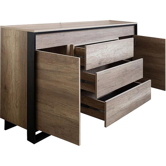 Комод «Каньон Лофт» П3.0561.0.02/22, Материал: ЛДСП, Цвет: Дуб Каньон+чёрный