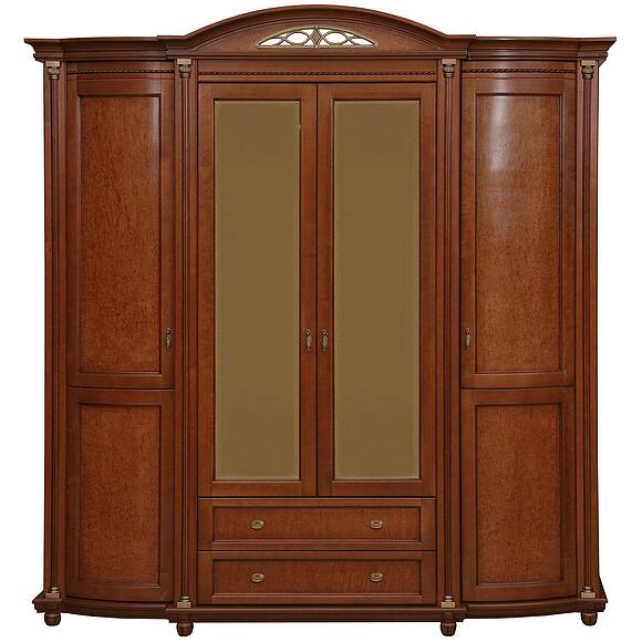 ტანსაცმლის კარადა 4დ «ვალენსია კლასიკი» პ3.0589.1.11, ადგილი: მყარი არყი, ფერი: წაბლისფერი