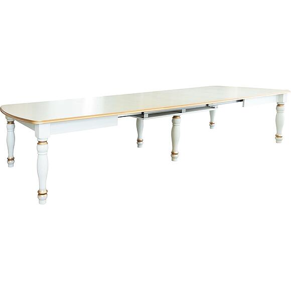 სასადილო მაგიდა «ვერდი კლასიკი» პ3.0487.4.38, ადგილი: მასიური მუხა, ფერი: სპილოს ძვლის ფერი ოქროსფერი ორნამენტებით