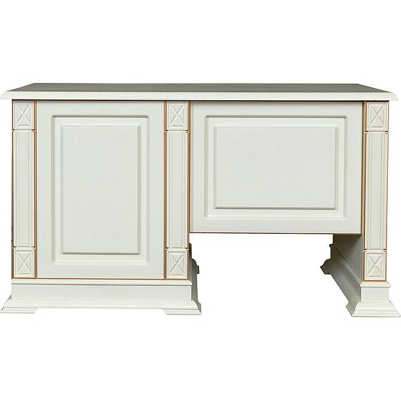 საწერი მაგიდა «ვერდი კლასიკი» პ3.0487.2.09, ადგილი: მასიური მუხა, ფერი: სპილოს ძვლის ფერი ოქროსფერი ორნამენტებით