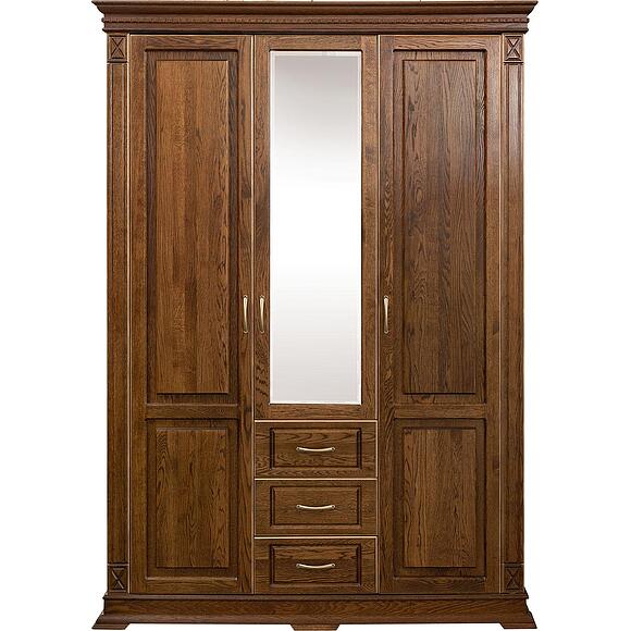 ტანსაცმლის კარადა 3დ «ვერდი კლასიკი» პ3.0487.1.25, ადგილი: მასიური მუხა, ფერი: ბლისფერი ოქროსფერი ორნამენტებით