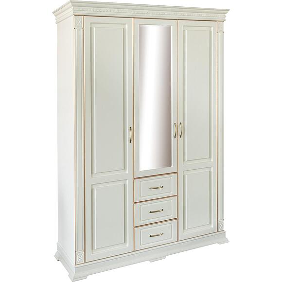 ტანსაცმლის კარადა 3დ «ვერდი კლასიკი» პ3.0487.1.25, ადგილი: მასიური მუხა, ფერი: სპილოს ძვლის ფერი ოქროსფერი ორნამენტებით