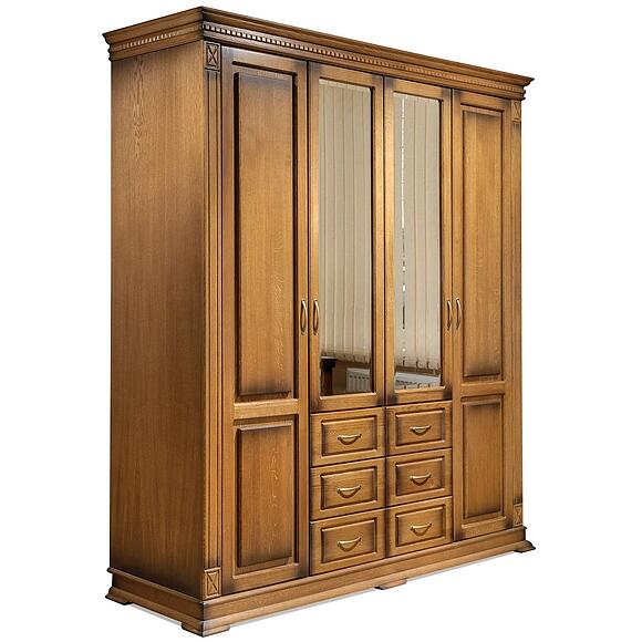 ტანასაცმლის კარადა 4დ «ვერდი კლასიკი» პ3.0487.1.01, ადგილი: მასიური მუხა, ფერი: მუხის რუსტიკალი დაძველების ეფექტით