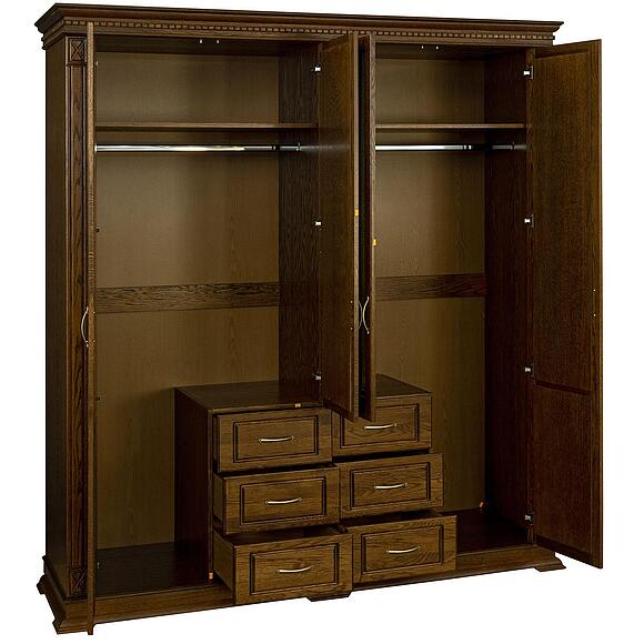 ტანასაცმლის კარადა 4დ «ვერდი კლასიკი» პ3.0487.1.01, ადგილი: მასიური მუხა, ფერი: ბლისფერი