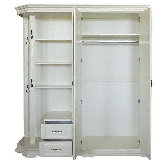 Шкаф комбинированный для прихожей «Верди Классик» П3.0487.3.01, Материал: Массив (дуб), Цвет: Слоновая кость