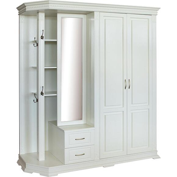 Шкаф комбинированный для прихожей «Верди Классик» П3.0487.3.01, Материал: Массив (дуб), Цвет: Слоновая кость