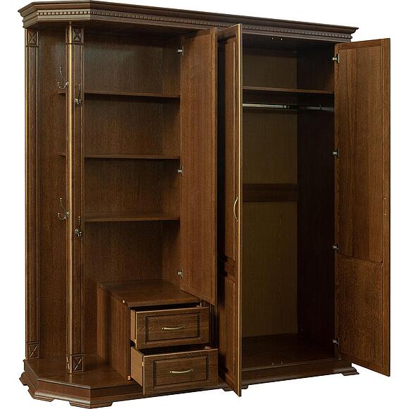 Шкаф комбинированный для прихожей «Верди Классик» П3.0487.3.01, Материал: Массив (дуб), Цвет: Черешня с золочением