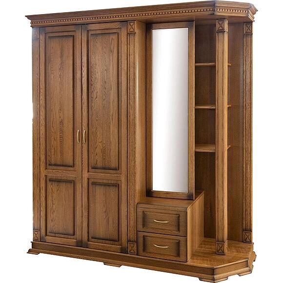 შემოსასვლელი კომბინირებული კარადა «ვერდი კლასიკი» პ3.0487.3.31, ადგილი: მასიური მუხა, ფერი: მუხის რუსტიკალი დაძველების ეფექტით