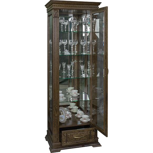 კარადა-ვიტრინა «ვერდი კლასიკი» პ1.0487.0.11, ადგილი: მასიური მუხა, ფერი: თამბაქო