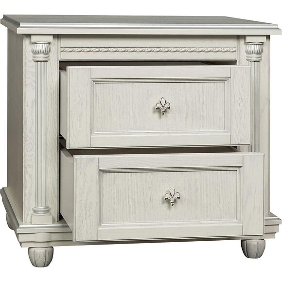 Тумба прикроватная «Валенсия Д Классик» П03.591.1.12, ადგილი: მასიური მუხა, ფერი: სპილოსძვლისფერი ვერცხლით