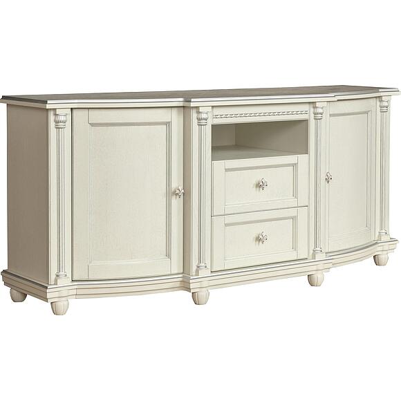 Тумба ТВ «Валенсия Д Классик» П3.0591.0.10, Материал: Массив (дуб), Цвет: Слоновая кость с серебром