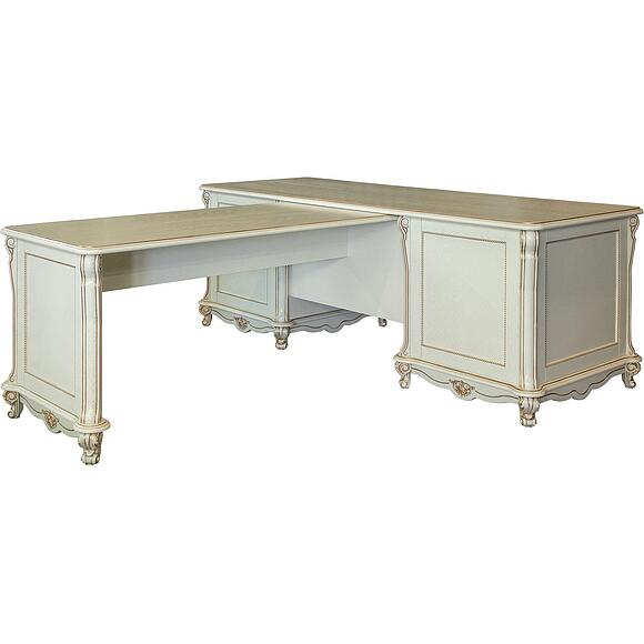 Стол письменный 2т «Алези» П1.350.2.05 (П395.05), Материал: Массив (дуб), Цвет: Слоновая кость с золочением