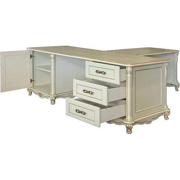 Стол письменный 2т «Алези» П1.350.2.05 (П395.05), Материал: Массив (дуб), Цвет: Слоновая кость с золочением