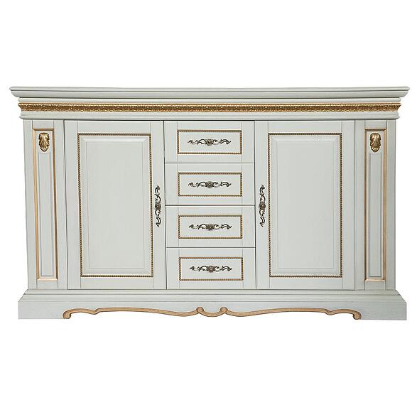 ტუმბო «მილანა 14/1ს» პ4.265.0.13(265.14/1с), ადგილი: მასიური მუხა, ფერი: სპილოს ძვლის ფერი ოქროსფერი ორნამენტებით