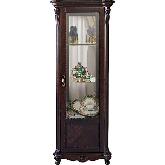 კარადა ვიტრინით «ალეზი 8» პ1.350.0.08 (П350.08), ადგილი: დსპ+შპონი, ფერი: ცხელი შოკოლადი