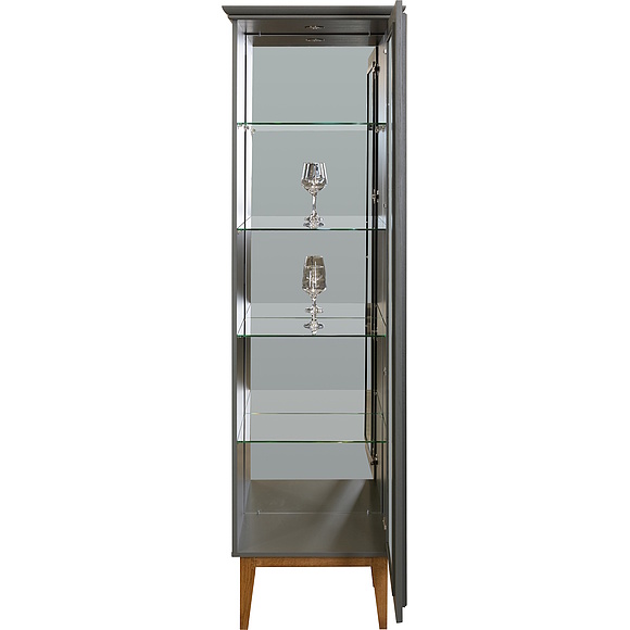 კარადა ვიტრინით «დოლჩე» პ3.597.0.01, ადგილი: მდფ, შეღებილი, ფერი: ბაზალტი + მუხის რუსტიკალი