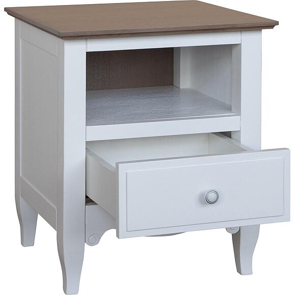 Тумба прикроватная «Кармен Прованс» П3.0581.1.03, ადგილი: მასიური მუხა, ფერი: რძისფერი + საჰარის მუხა