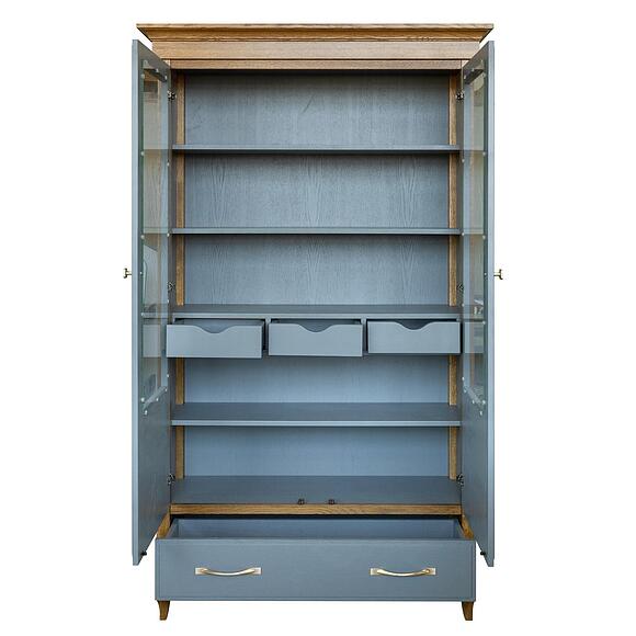 Шкаф-витрина «Кармен Прованс» П3.0581.0.27, ადგილი: მასიური მუხა, ფერი: რუხი + მუხის რუსტიკალი