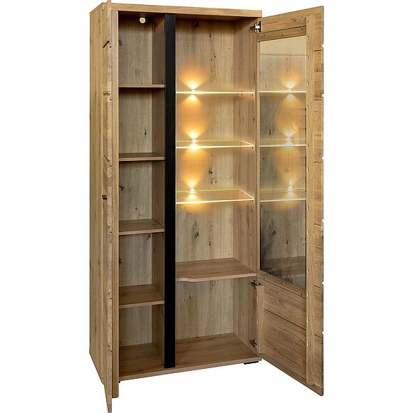 Шкаф с витриной «Сонос Сити» П8.0572.0.01, Материал: Массив (дуб), Цвет: Дуб натуральный (Shkaf_s_vetrinoi_Sonos_P572-01_dyb_natyralnii-chern.jpg) Шкаф с витриной «Сонос Сити» П8.0572.0.01, Материал: Массив (дуб), Цвет: Дуб натуральный