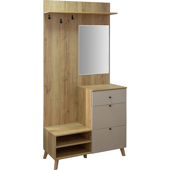 კომბინირებული კარადა «სიმფლი» პ7.058.3.10, ადგილი: ლდსპ, ფერი: სპარსული მარგალიტი + მუხა კანტრი ოქროსფერი