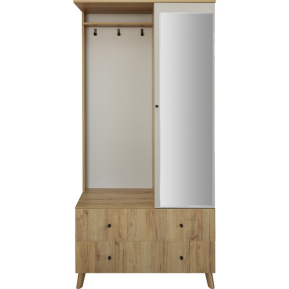 კომბინირებული კარადა «სიმფლი» პ7.058.3.11, ადგილი: ლდსპ, ფერი: სპარსული მარგალიტი + მუხა კანტრი ოქროსფერი