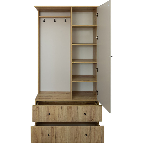 კომბინირებული კარადა «სიმფლი» პ7.058.3.11, ადგილი: ლდსპ, ფერი: სპარსული მარგალიტი + მუხა კანტრი ოქროსფერი