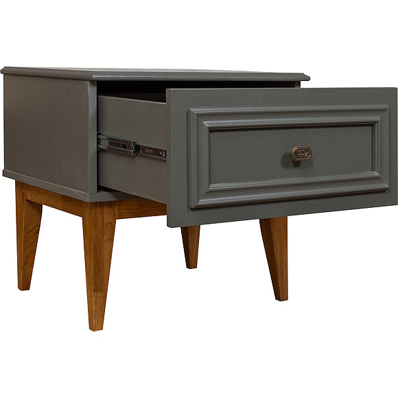 საძინებლის ტუმბო  «დოლჩე» პ3.597.1.02, ადგილი: მდფ, შეღებილი, ფერი: ბაზალტი + მუხის რუსტიკალი