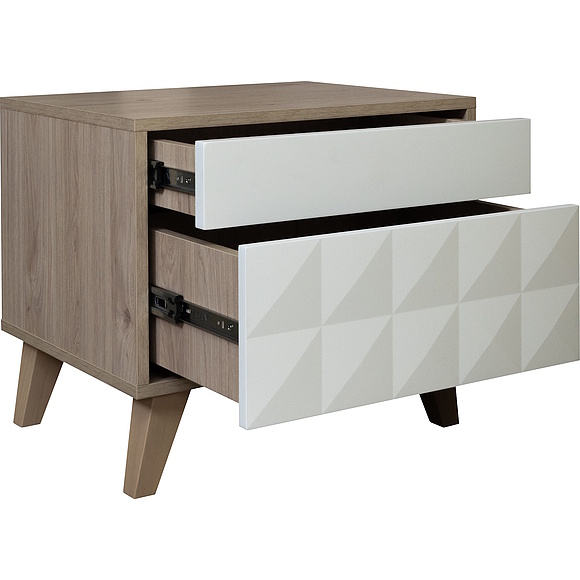 Тумба прикроватная «Тринити» П6.114.1.04, Материал: ЛДСП+МДФ, Цвет: Ваниль + Гикори Кингстон