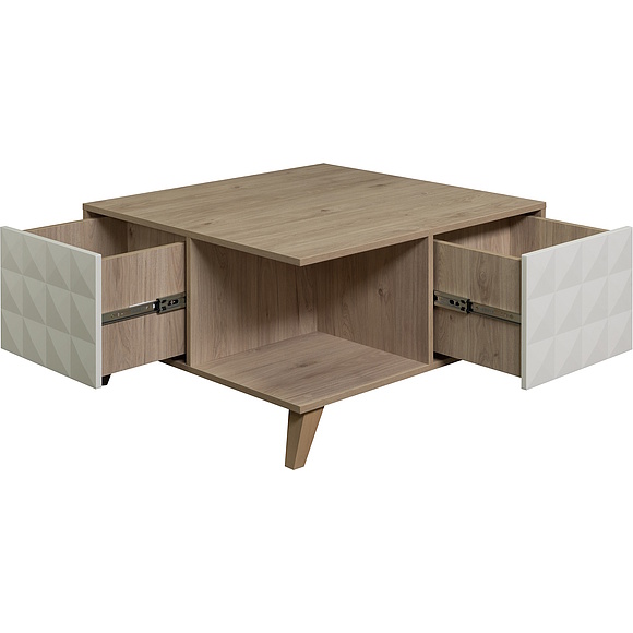 Стол журнальный «Тринити» П6.114.0.07, Материал: ЛДСП+МДФ, Цвет: Ваниль + Гикори Кингстон