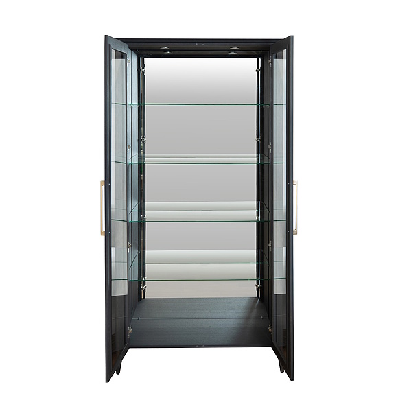 Шкаф-витрина 2д «Оквуд» П3.142.0.03, ადგილი: მასიური მუხა, ფერი: გრაფიტი