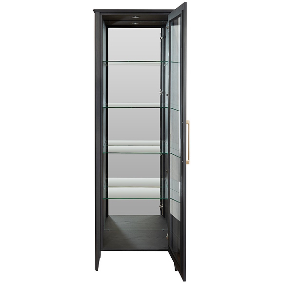 Шкаф-витрина «Оквуд» П3.142.0.01, Материал: Массив (дуб), Цвет: Графит